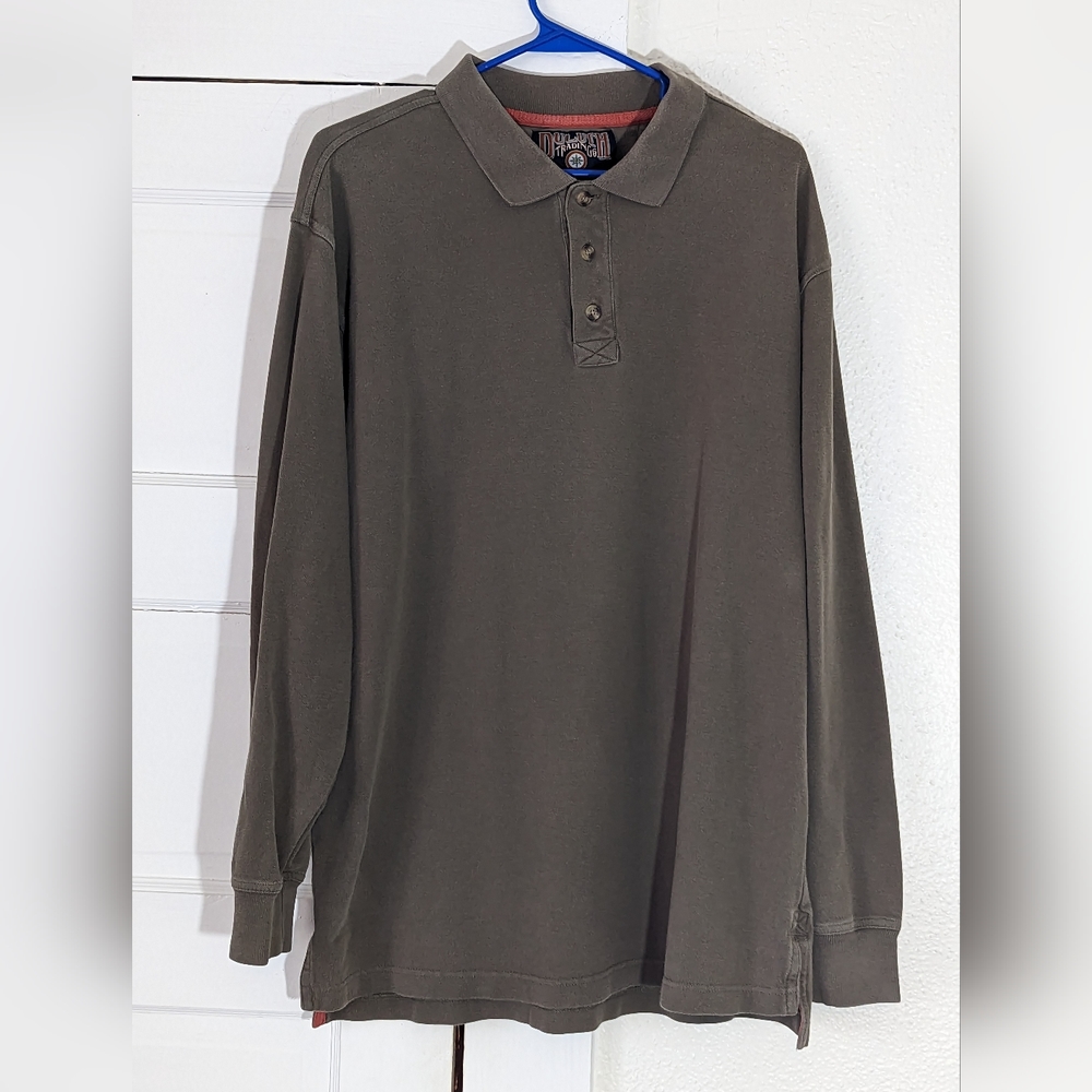 Duluth Trading Co Longtail  100% Cotton Long Sleeve Polo Shirt M